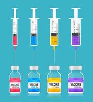 Transparent Syringes and Vaccine Bottles Icon Set vector