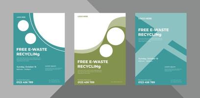 recycling event flyer design template. global recycling event poster leaflet design. bundle, a4 template, brochure design, cover, flyer, poster, print-ready vector