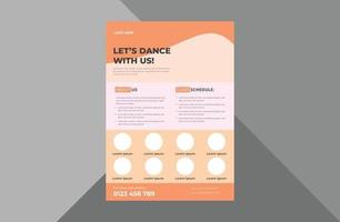 plantilla de diseño de volante de estudio de danza. Diseño de folletos de carteles de clases de baile. plantilla a4, diseño de folleto, portada, volante, póster, listo para imprimir vector