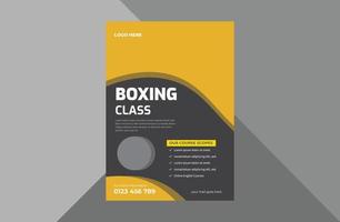 plantilla de diseño de volante de escuela de boxeo. diseño de folleto de cartel de deportes de boxeo. plantilla a4, diseño de folleto, portada, volante, póster, listo para imprimir vector