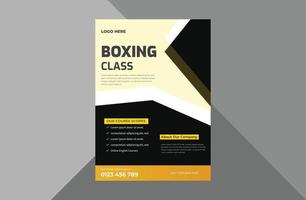 plantilla de diseño de volante de escuela de boxeo. diseño de folleto de cartel de deportes de boxeo. plantilla a4, diseño de folleto, portada, volante, póster, listo para imprimir vector