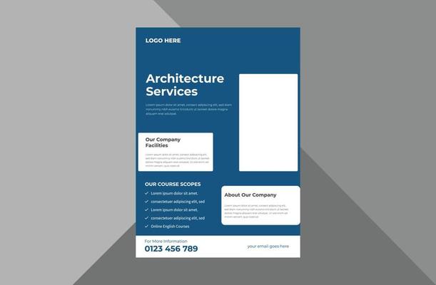 architectural studio flyer design template. interior design studio poster leaflet design. a4 template, brochure design, cover, flyer, poster, print-ready