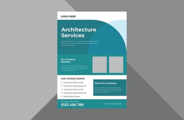 architectural studio flyer design template. interior design studio poster leaflet design. a4 template, brochure design, cover, flyer, poster, print-ready
