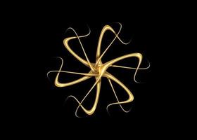 Plantilla de logotipo de forma de tentáculos estilizados dorados 3d. vector de oro abstracto para salón de cosmética, moda, eco, bio empresa, yoga o spa. cartel de lujo aislado sobre fondo negro