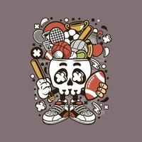 cabeza de calavera deportiva vector