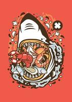 Funny Shark Seafood vector