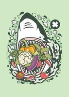 Funny Shark Vegetable vector
