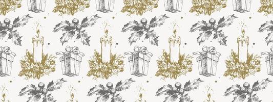 Hand-drawn sketch Christmas pattern NEw year gift vector