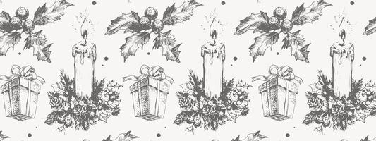 Hand-drawn sketch Christmas pattern NEw year gift vector