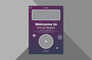 virtual reality flyer design template. hi-tech virtual reality poster leaflet design. technology hi-tech virtual reality flyer template. a4 template, brochure design, cover, flyer, poster, print-ready vector
