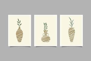 set of nature wall art decoration vector