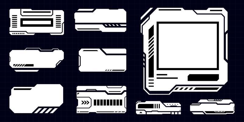 Black and white borders future interface hud modern digital design