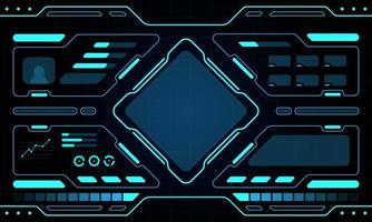 Blue control panel abstract Technology Interface HUD on black background vector design.