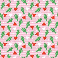 Cute cactus and triangles vector seamless pattern