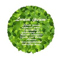 Green eco friendly label from green leaves. Vector illustration.