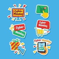 Set of Stickers of Cyber Monday Sale Event vector