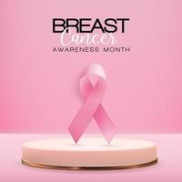 Breast Cancer Awareness Month Pink Ribbon Background Vector Illustration