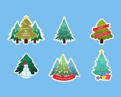 Set of Christmas Tree Sticker Collection vector