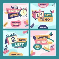 New Year Countdown Sale Social Media Template vector