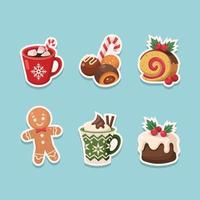 Set of Traditional Christmas Food Sticker vector