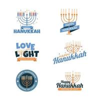 conjunto de etiqueta engomada de la menorah de Hanukkah