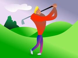 Golf Player in the Middle of a Game vector