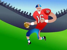 American Football Player Running with the Ball at the Stadium vector