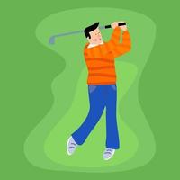 Golf Player in the Middle of a Game vector