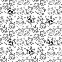 patrón de vector transparente con mapaches y gatos. vector de doodle con mapaches y gatos sobre fondo blanco. patrón vintage con iconos de mapaches y gatos, fondo de elementos dulces para su proyecto