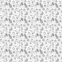 Seamless fruits vector pattern. Doodle vector with fruit pattern on white background. Vintage fruit pattern, sweet elements background for your project, menu, cafe shop.