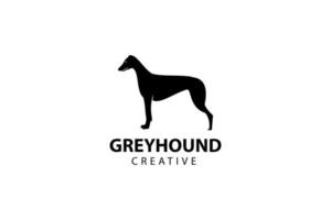 Greyhound silhouette, animal vector icon illustration