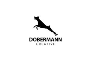 Doberman silhouette, animal vector icon illustration
