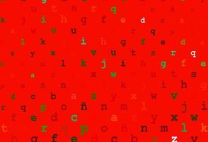 Light green, red vector layout with latin alphabet.