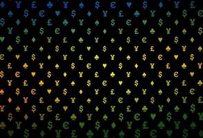 Dark green, yellow vector pattern with symbol of cards.