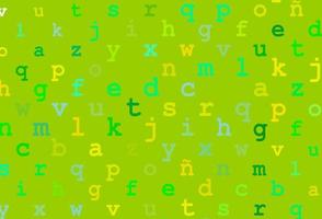 Light green, yellow vector texture with ABC characters.