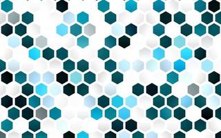 Light BLUE vector cover with set of hexagons.