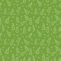 feliz año nuevo 2022. árboles de Navidad aislados sobre fondo verde. Ilustración de vector de doodle con árboles de Navidad