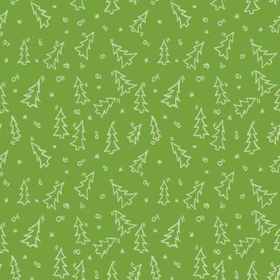 Happy new year 2022. Christmas trees isolated on green background. Doodle vector illustration with christmas trees