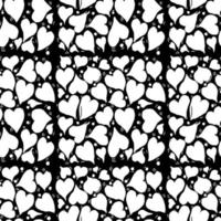 Seamless white hearts vector pattern. Doodle vector with hearts icons on black background. Vintage hearts pattern, sweet elements background for your project, menu, cafe shop.