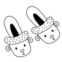 House decorative  slippers with animals line illustration vector