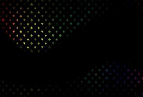 Dark multicolor, rainbow vector pattern with symbol of cards.