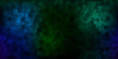 Dark blue, green vector backdrop with a batch of hexagons.