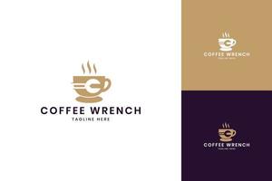 coffee wrench negative space logo design vector