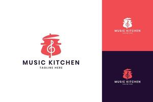 music kitchen negative space logo design vector