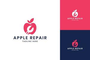 apple wrench negative space logo design vector