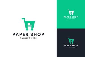 paper shopping negative space logo design vector