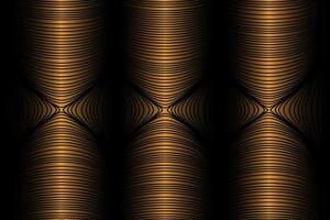 Beautiful abstract background, gold cylindrical objects of complex shapes on black vector