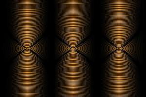 Beautiful abstract background, gold cylindrical objects of complex shapes on black vector