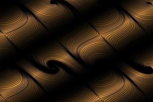 Hermoso fondo abstracto, objetos en espiral de oro de formas complejas en negro vector