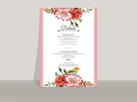 Beautiful red rose wedding invitation templates vector